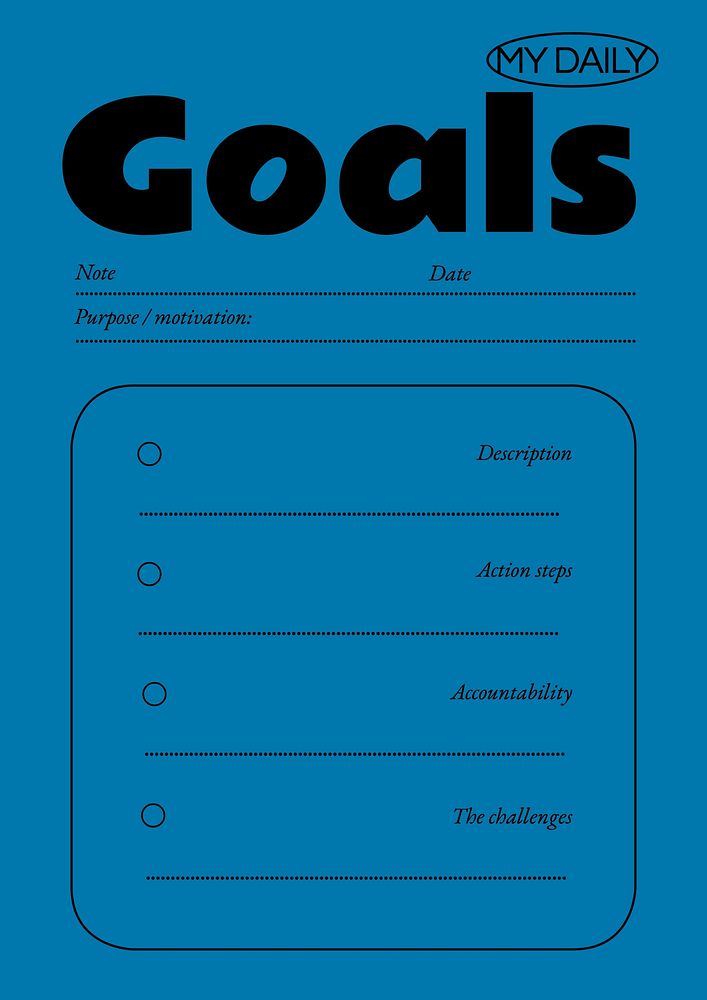 Goal  planner template design