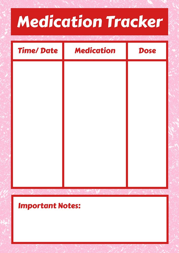Medication tracker planner template design