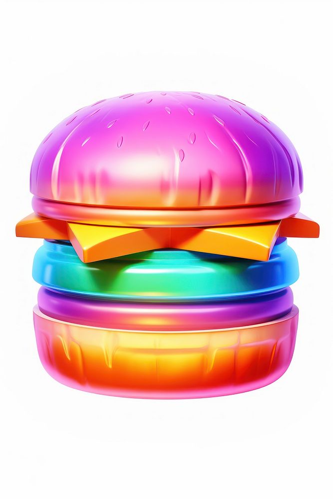 A burger icon iridescent white background inflatable hamburger.