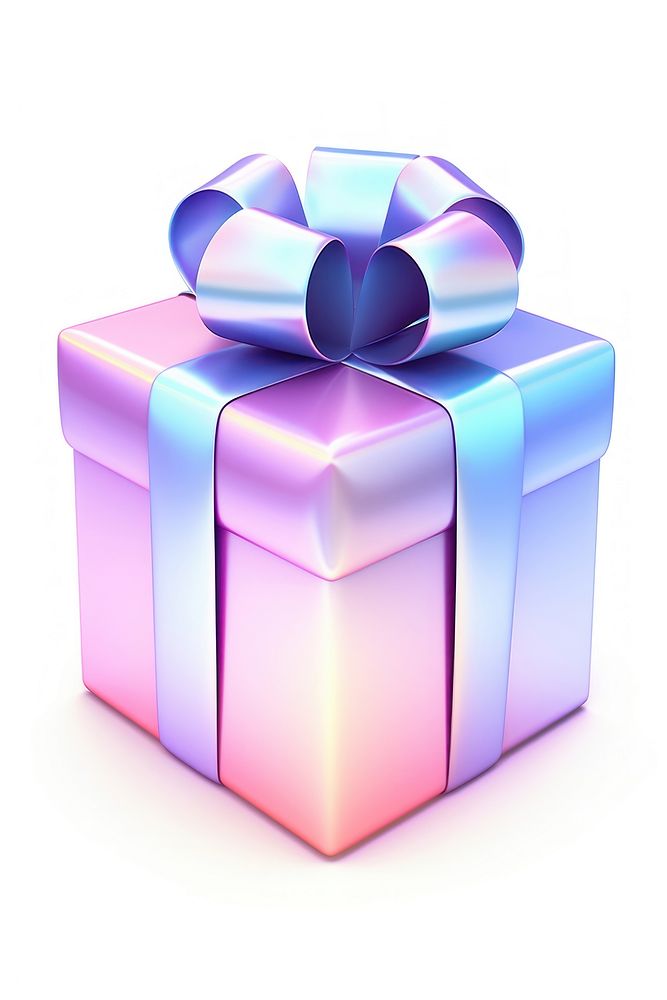 A Gift box icon iridescent gift white background celebration.