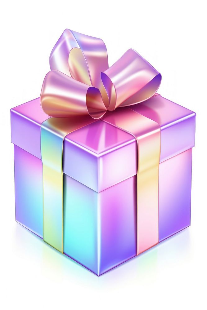 A Gift box icon iridescent gift white background celebration.