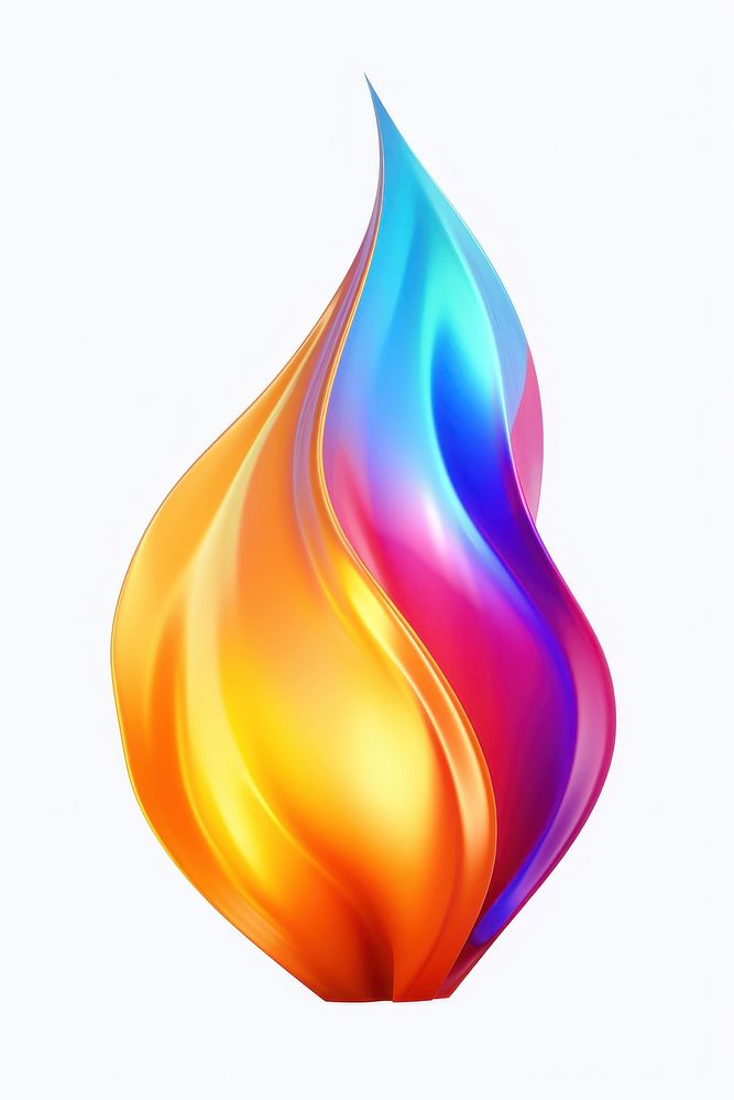 A fire icon iridescent white background creativity fragility.