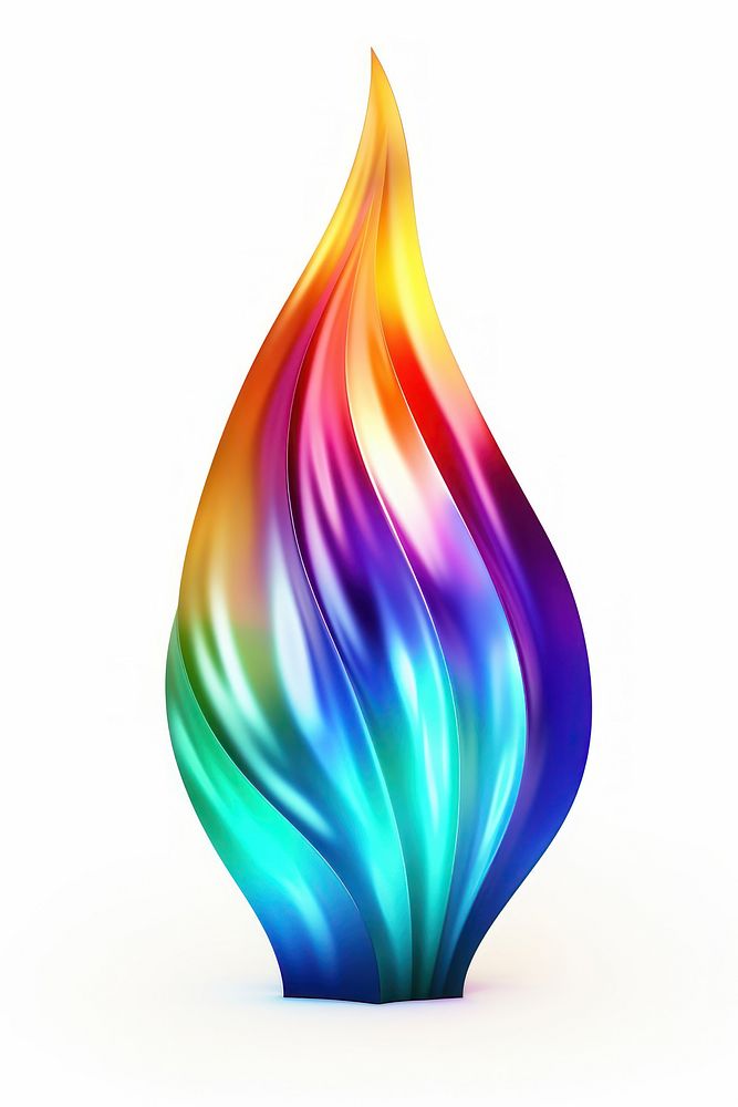 A fire icon iridescent white background illuminated creativity.