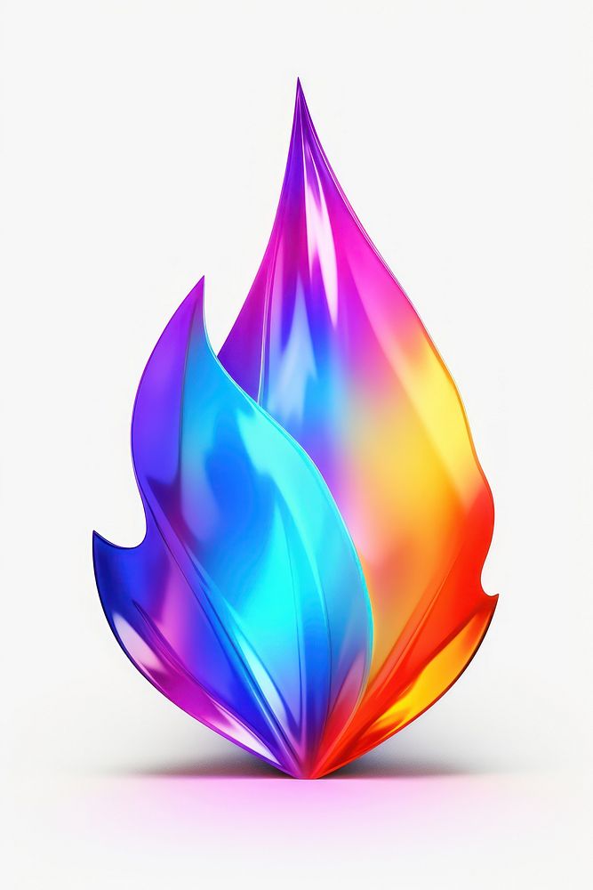 A fire icon iridescent pattern petal white background.