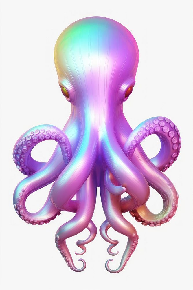 A Octopus icon iridescent octopus animal white background.