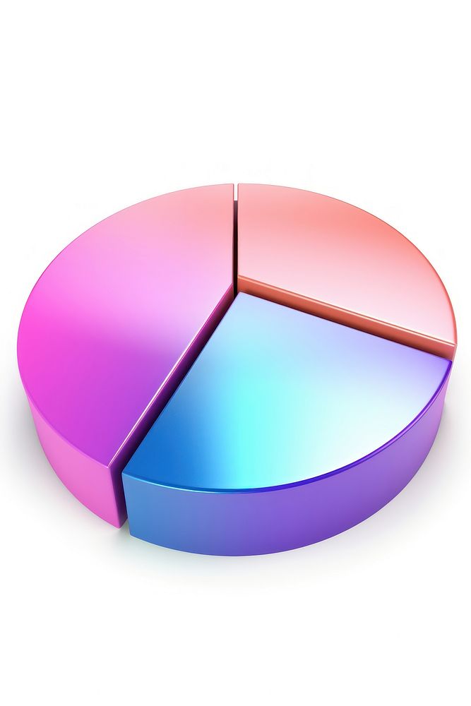 A Pie chart icon iridescent white background investment pie chart.