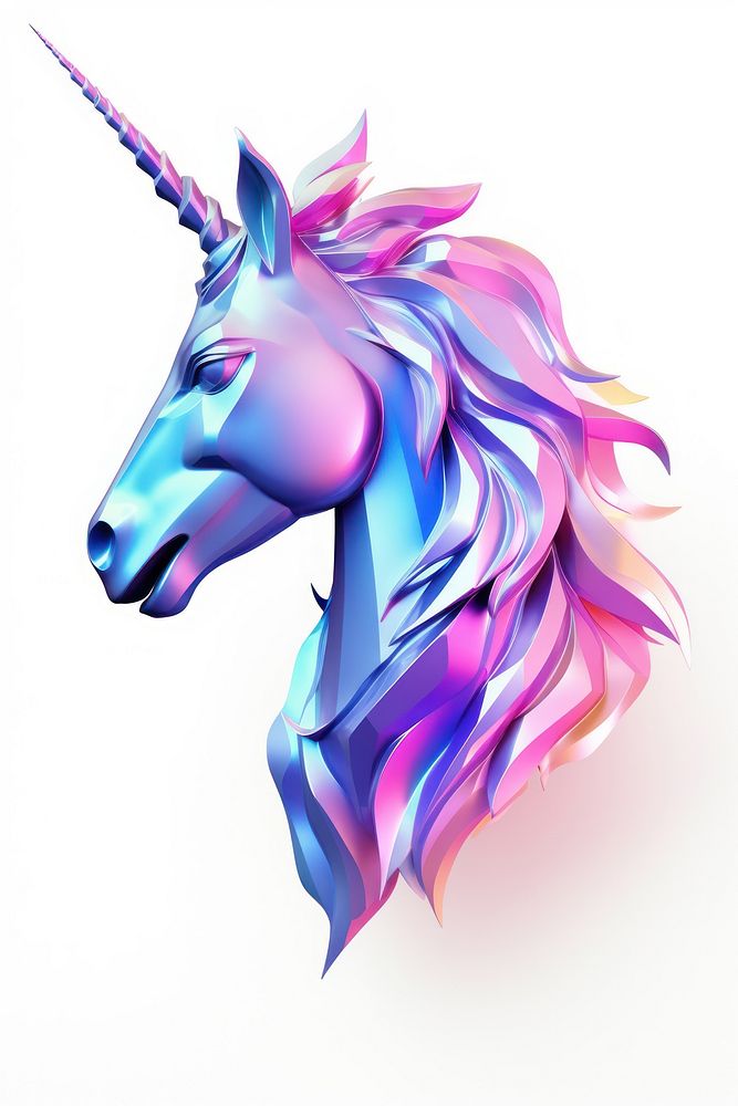 A Unicorn icon iridescent animal mammal white background.