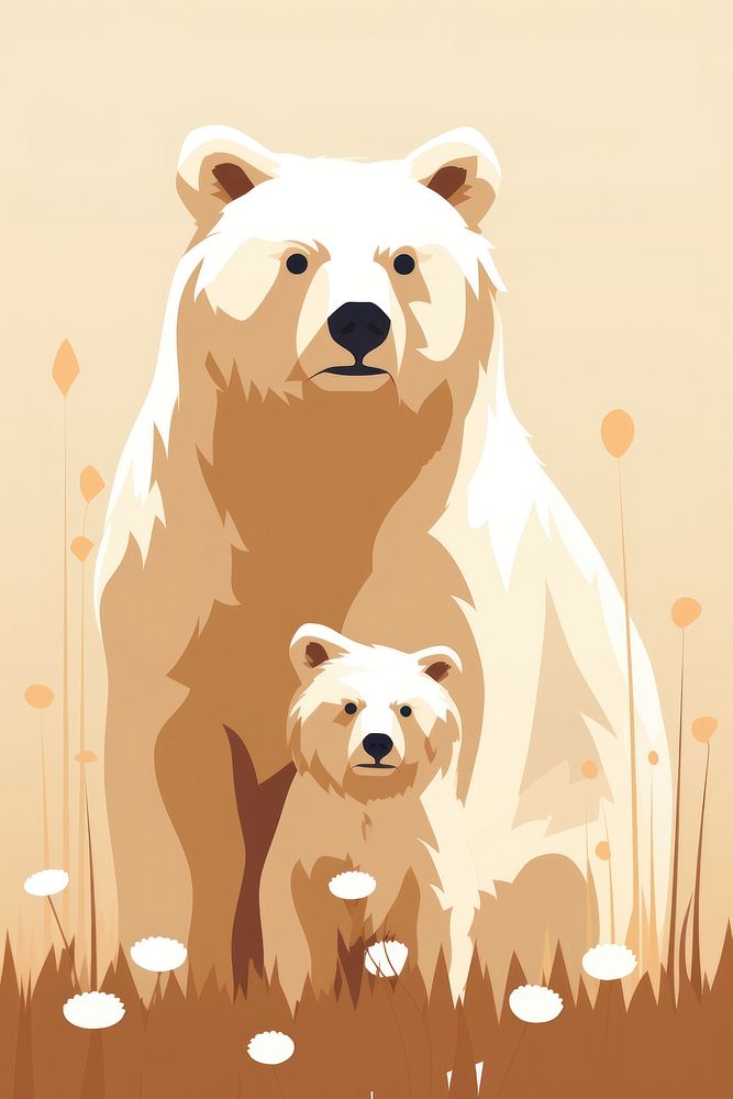 Bear and cub animal mammal togetherness.
