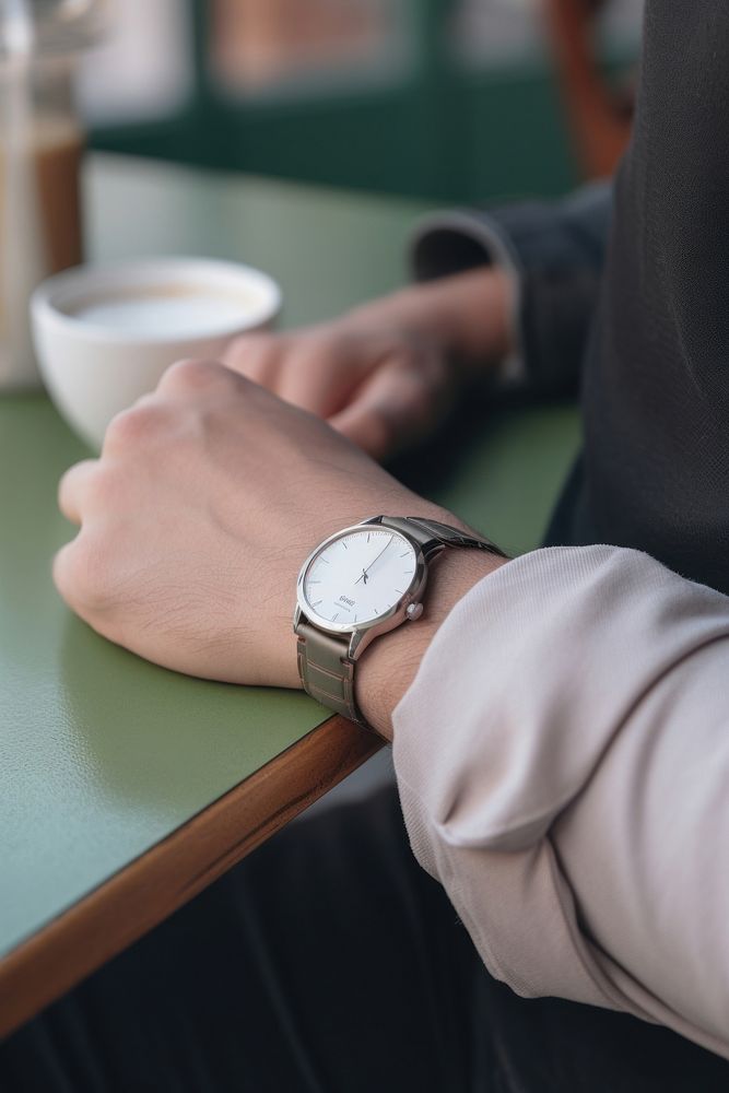 A hand wearing watch wristwatch deadline accuracy.