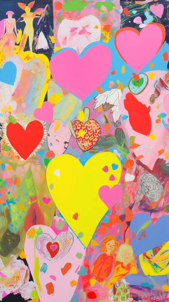 Heart theme collage backgrounds creativity.