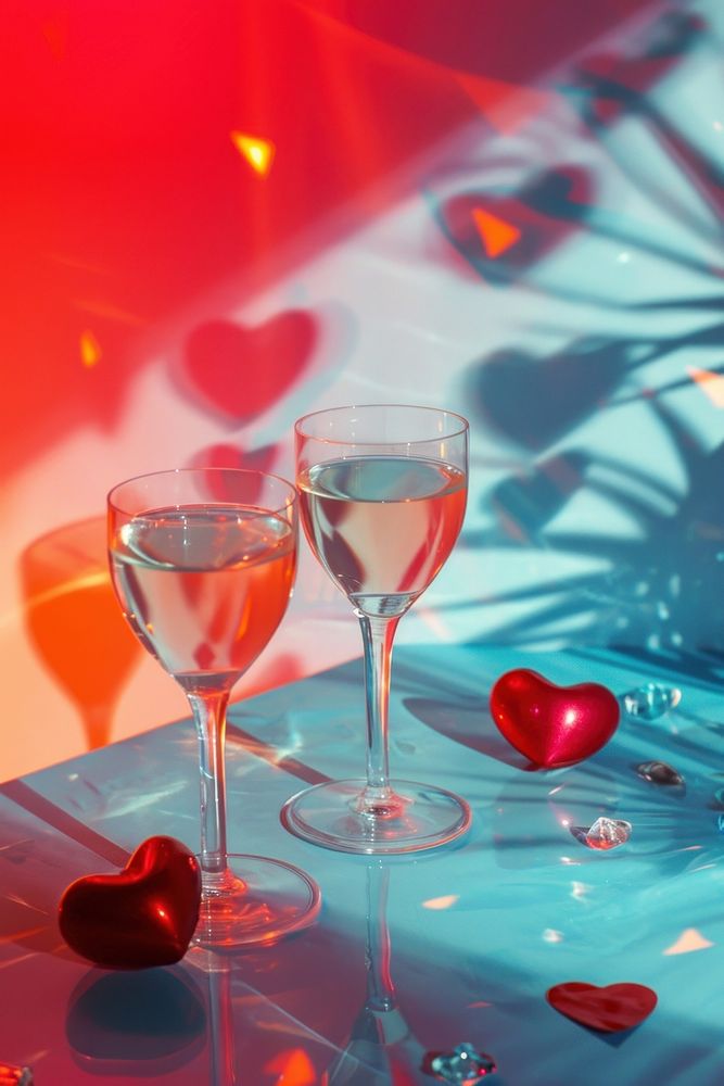 A valentine day cocktail glass drink.