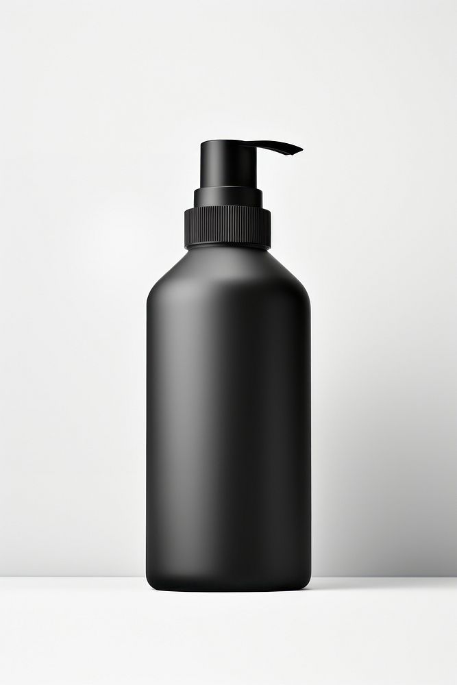 Shampoo bottle with a pump in black simplicity white background monochrome. AI generated Image by rawpixel.