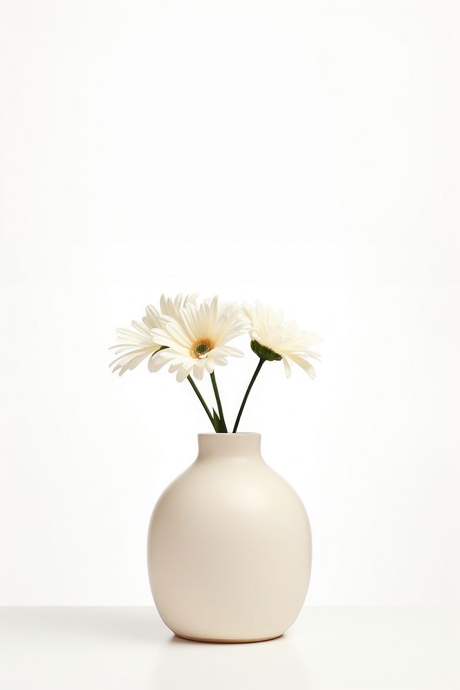A minimal off-white flower jar pottery plant vase.