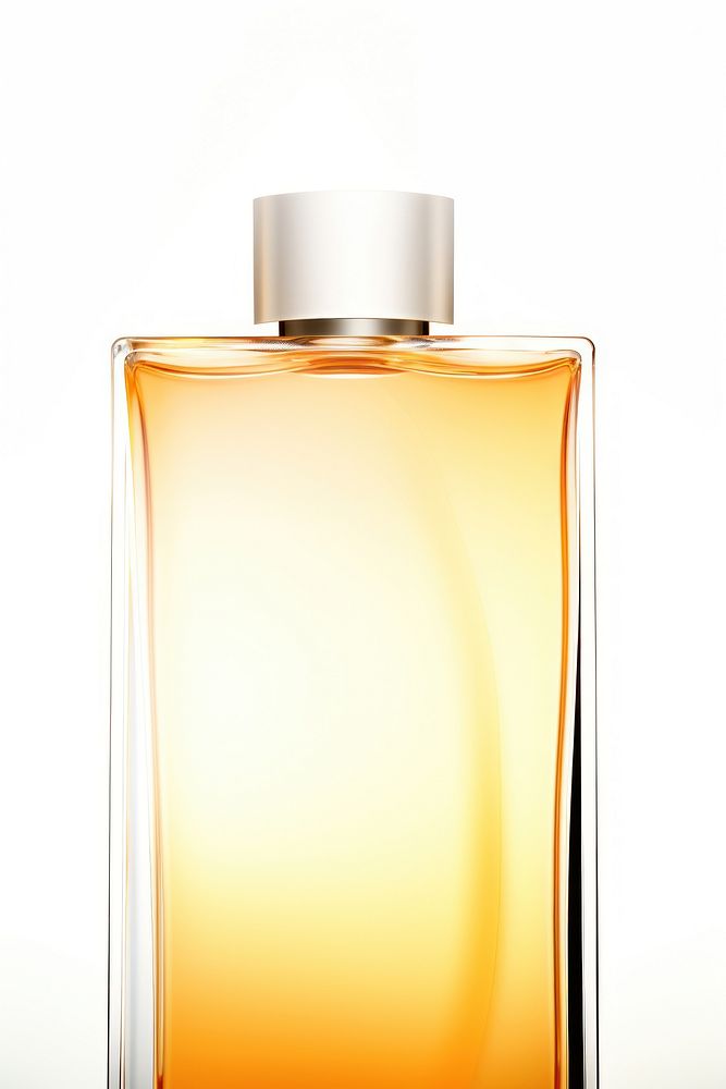 Whisky bottle in tea color cosmetics perfume white background.