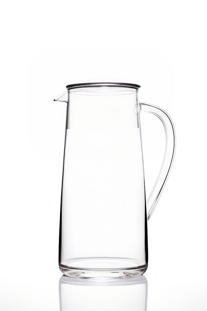 Carafe of water with crok top lid glass drink jug.