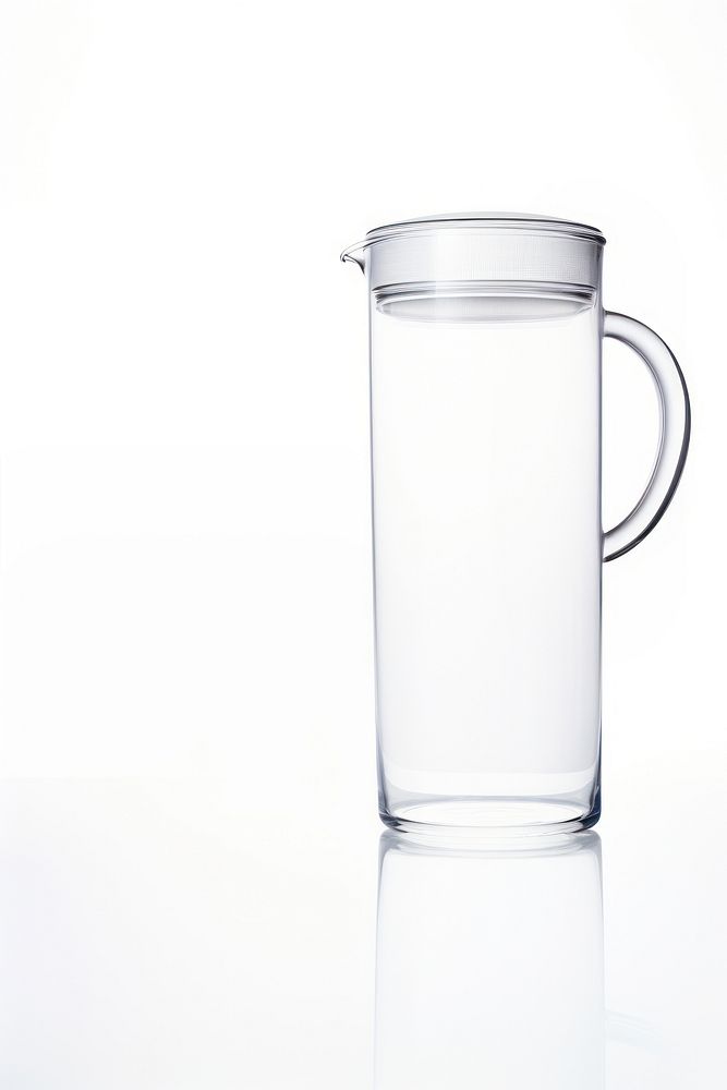 Carafe of water with crok lid transparent bottle glass.