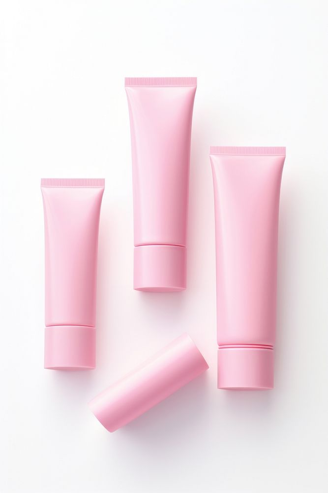 Pink cosmetic Tubes Mock-up cosmetics white background still life. AI generated Image by rawpixel.