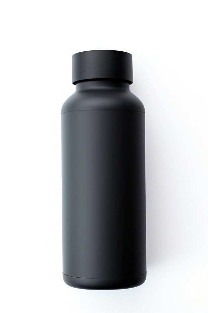Matte plastic water bottle black jar white background. AI generated Image by rawpixel.