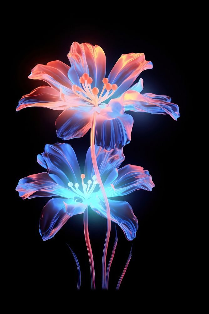 Flower glowing light plant. AI generated Image by rawpixel.