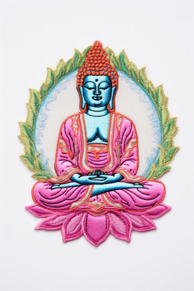 Buddha statue embroidery pattern craft. AI generated Image by rawpixel.