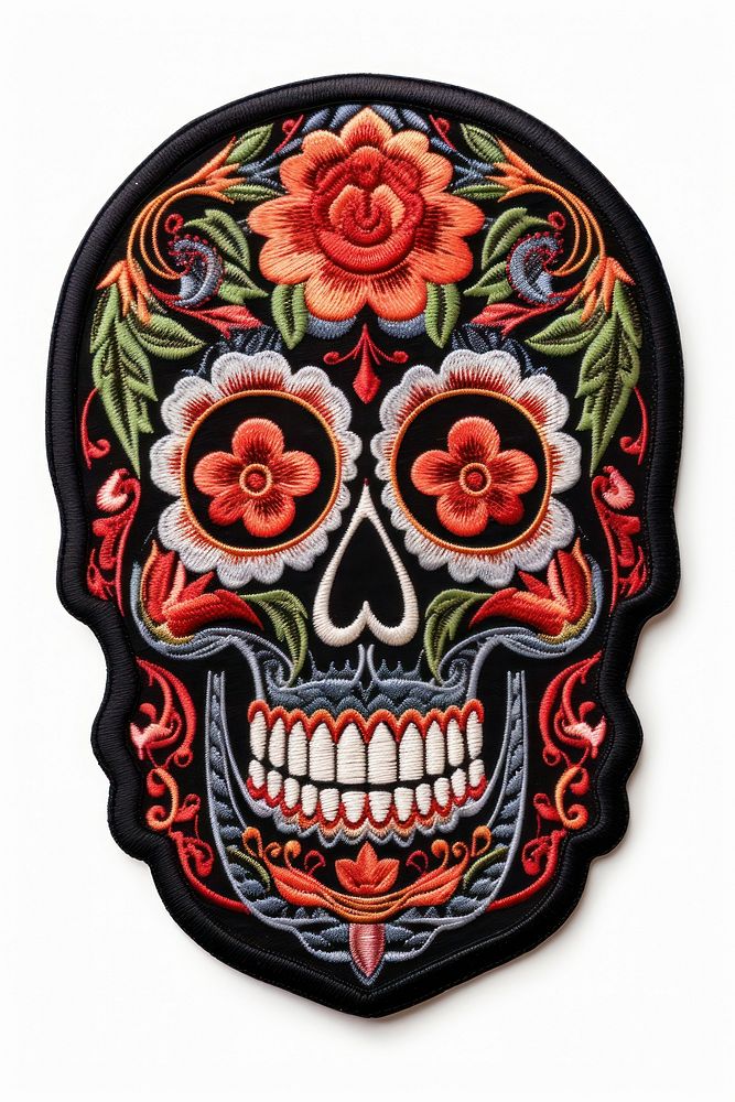 Skull embroidery pattern craft. AI generated Image by rawpixel.