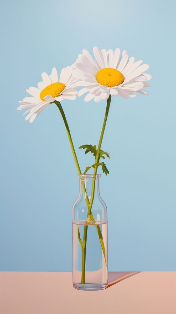 Minimal space daisy flower plant vase.