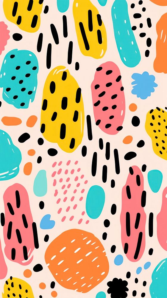 Memphis brush stroke kawaii pattern backgrounds creativity abstract. AI generated Image by rawpixel.