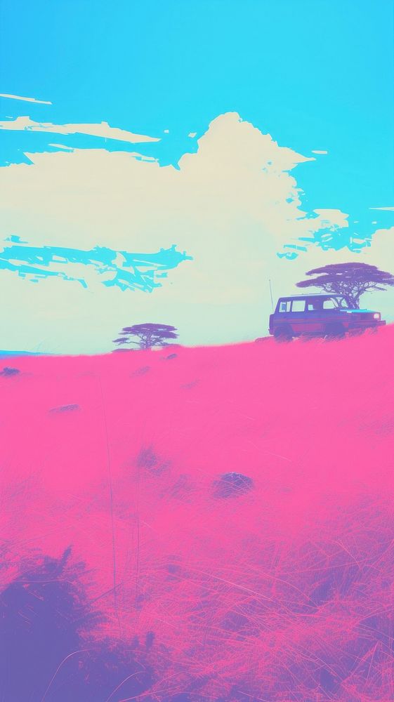 Savanna grassland landscape outdoors vehicle. AI generated Image by rawpixel.