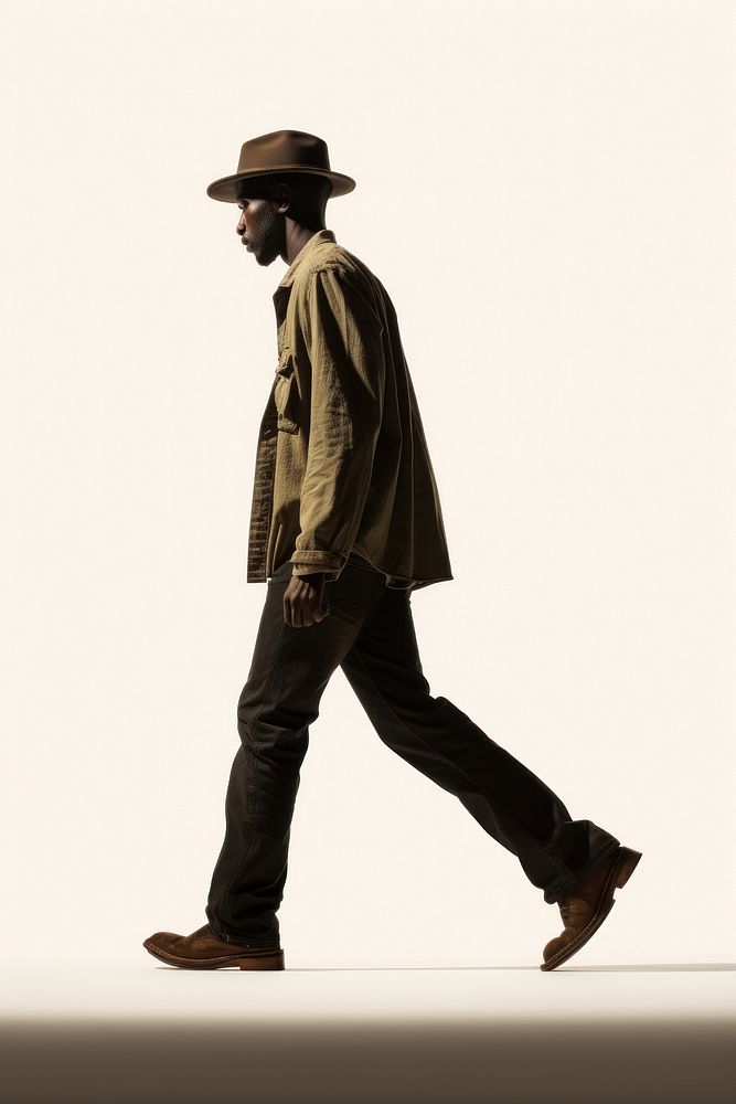 A affrican man walking footwear fashion adult.