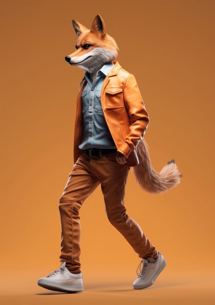 Fox walking animal footwear. AI generated Image by rawpixel.