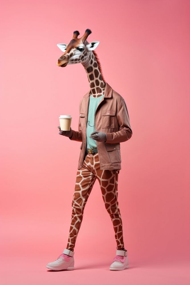 Giraffe holding mammal animal. AI generated Image by rawpixel.