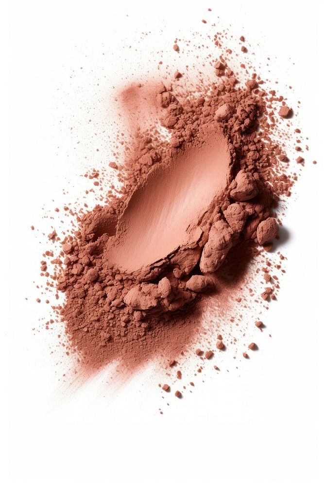 Brown powder makeup white background ingredient. 