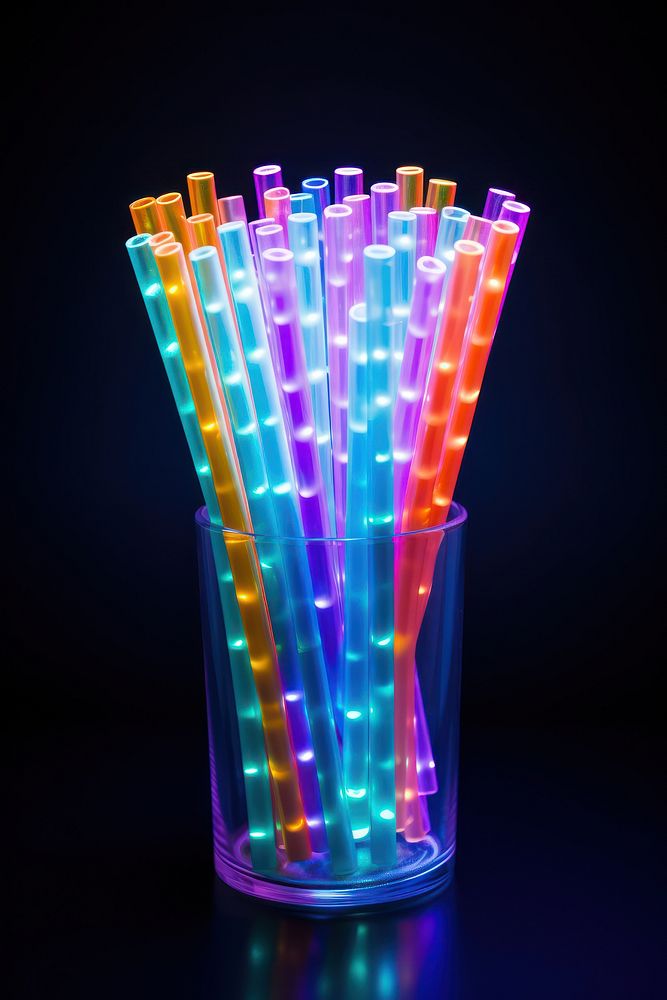 Plastic straw light illuminated refreshment. AI generated Image by rawpixel.