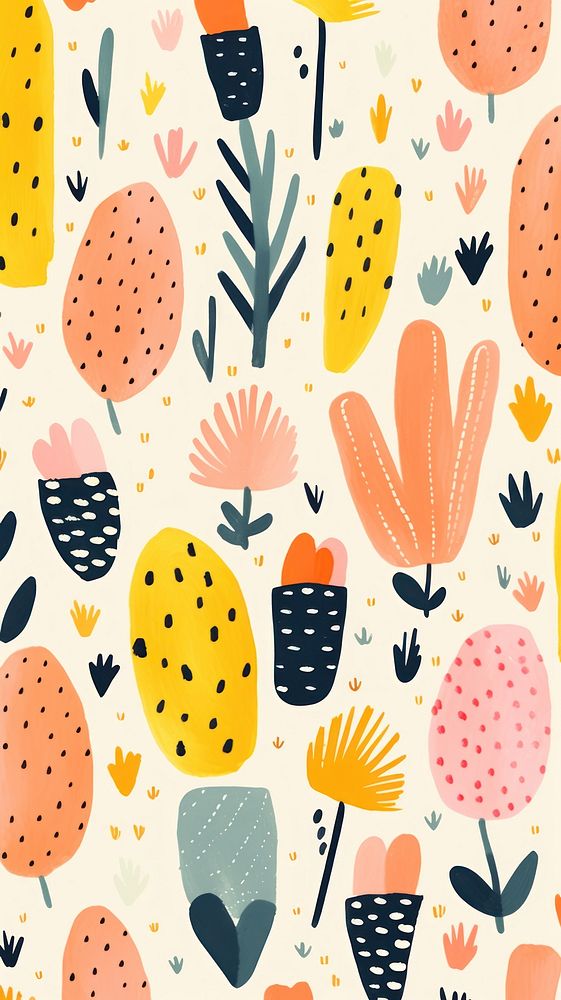 Botanical memphis pattern backgrounds outdoors. AI generated Image by rawpixel.