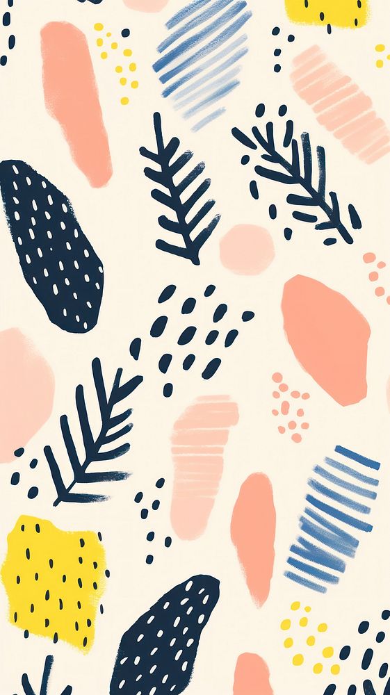 Botanical memphis pattern backgrounds art. AI generated Image by rawpixel.