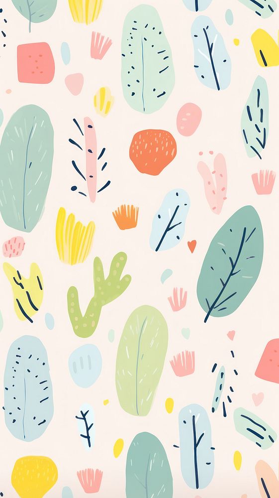 Pastel botanical memphis pattern backgrounds plant. AI generated Image by rawpixel.