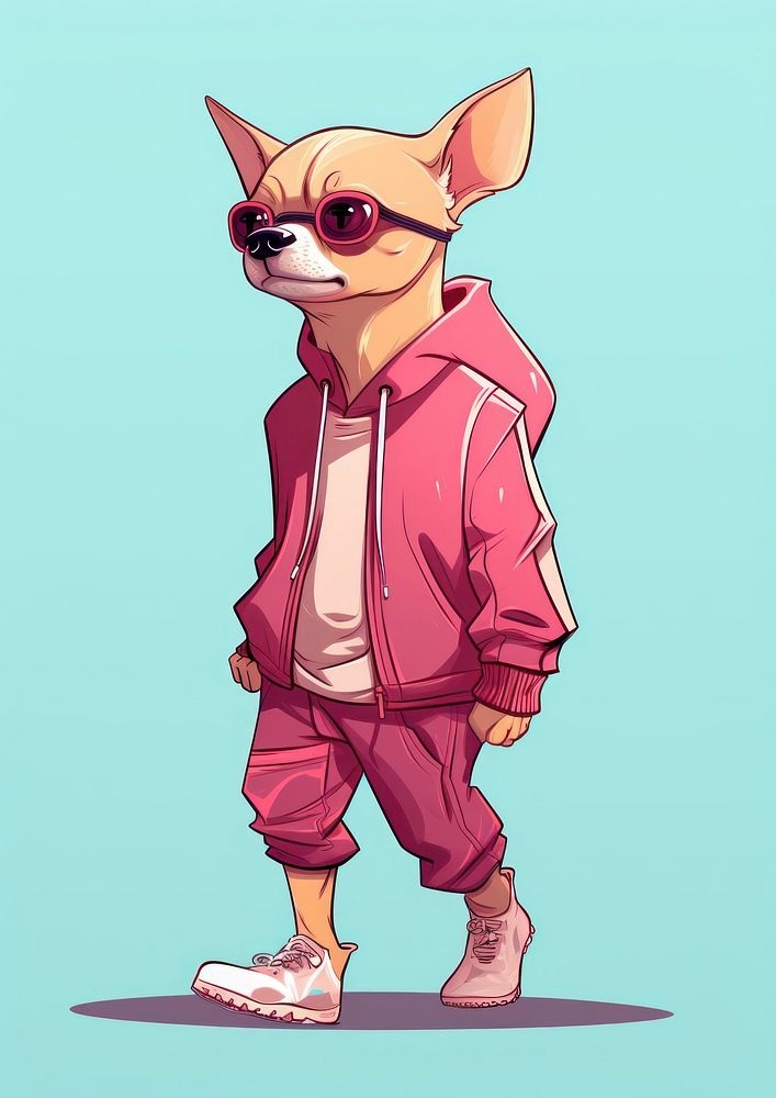 Chihuahua cartoon publication sunglasses. AI generated Image by rawpixel.