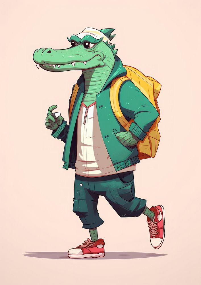 Crocodile cartoon representation side view. AI generated Image by rawpixel.