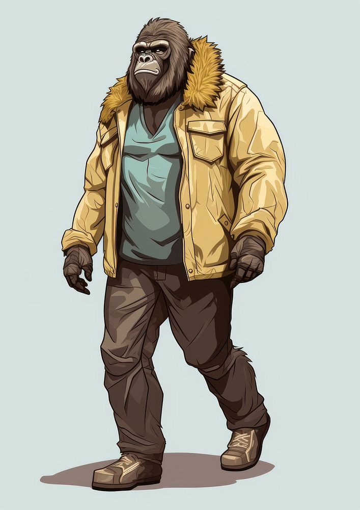 Gorilla footwear mammal jacket. AI generated Image by rawpixel.