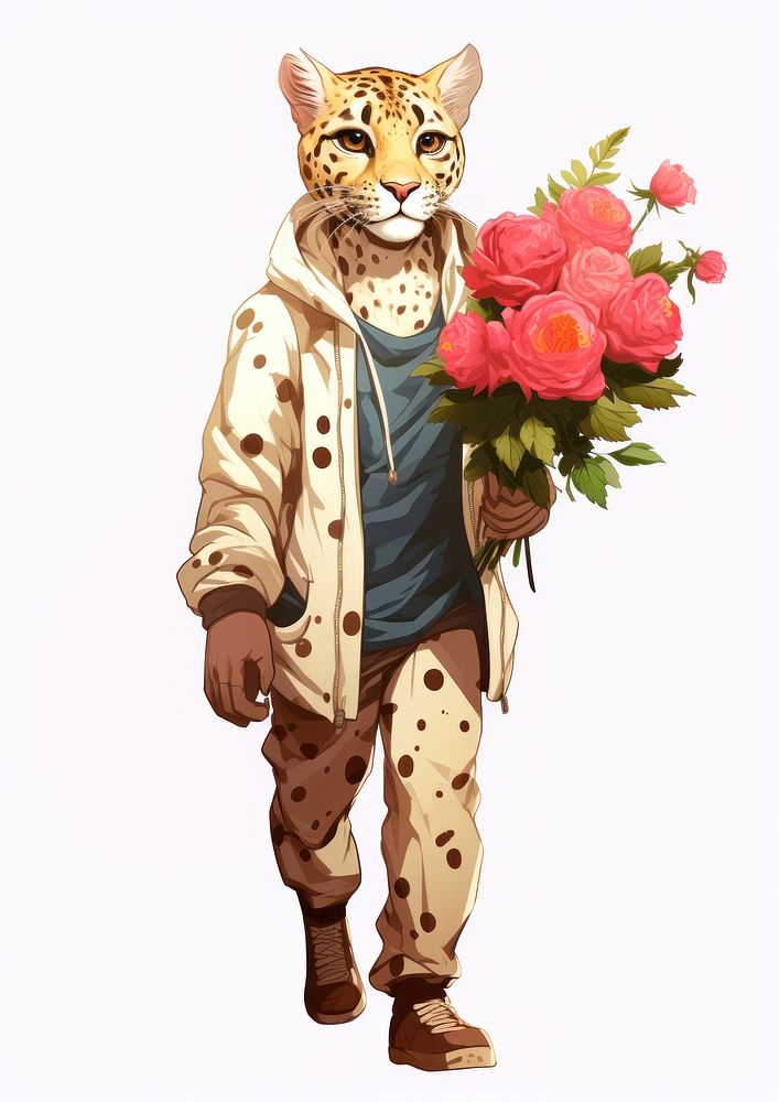 Leopard flower mammal animal. AI generated Image by rawpixel.