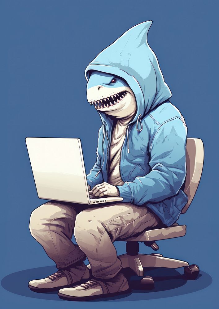 Shark laptop computer using laptop. AI generated Image by rawpixel.
