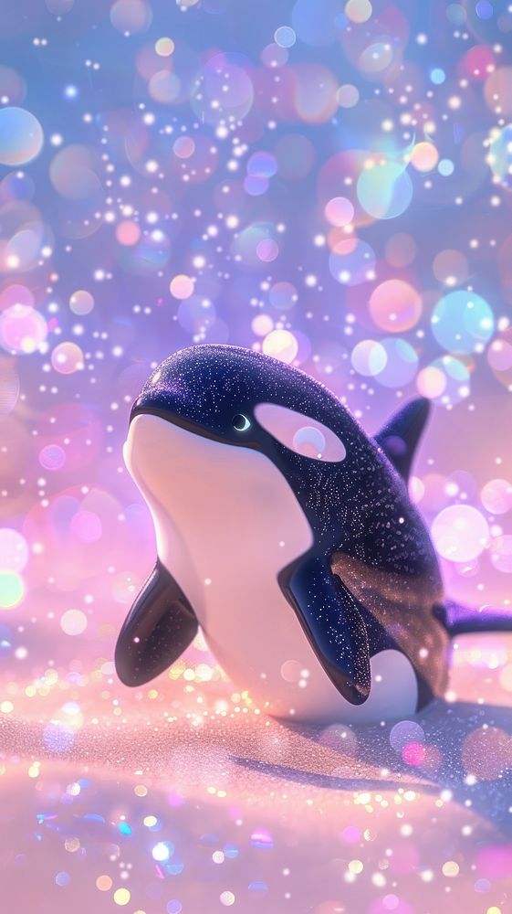 Orca dreamy wallpaper animal cartoon underwater.
