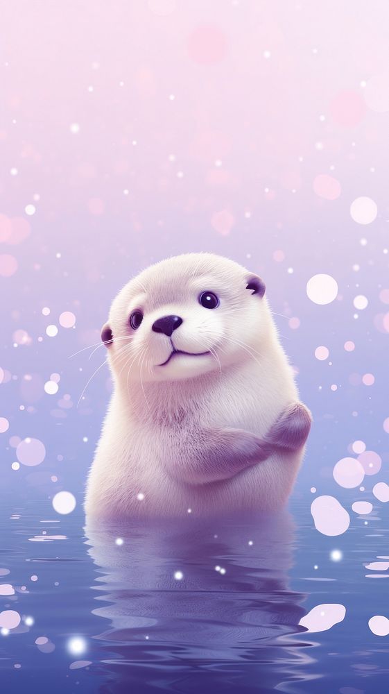 Otter dreamy wallpaper animal wildlife cartoon.