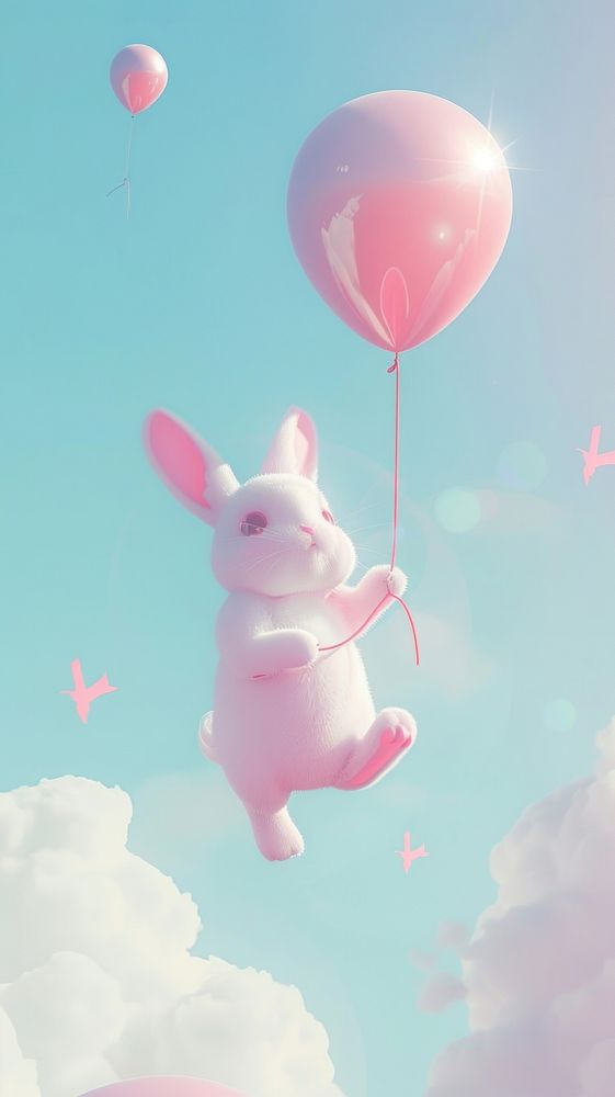 Rabbit dreamy wallpaper outdoors balloon cartoon.