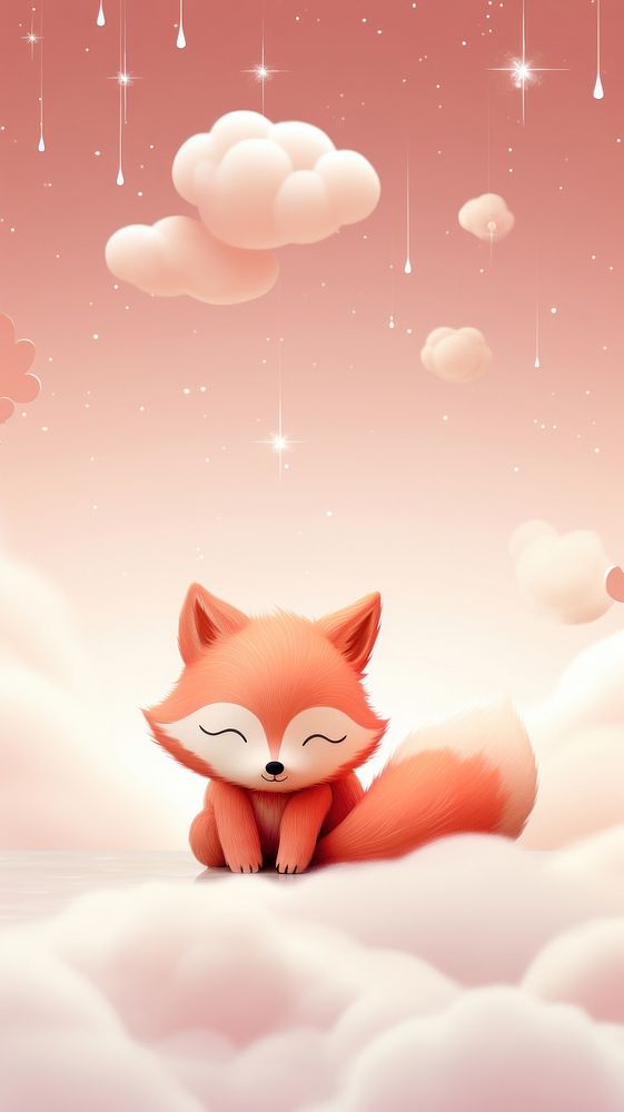 Red fox dreamy wallpaper cartoon mammal animal.