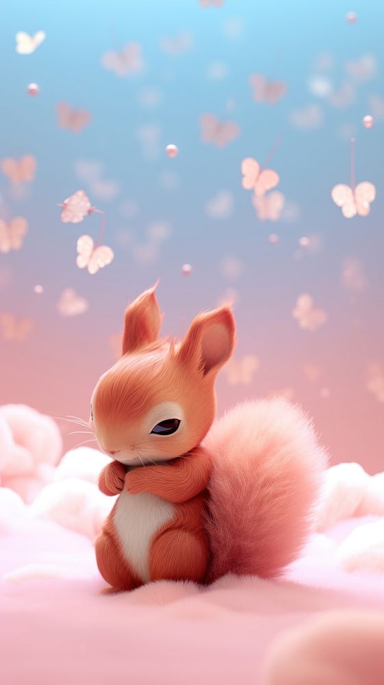 Squirrel dreamy wallpaper cartoon animal rodent.