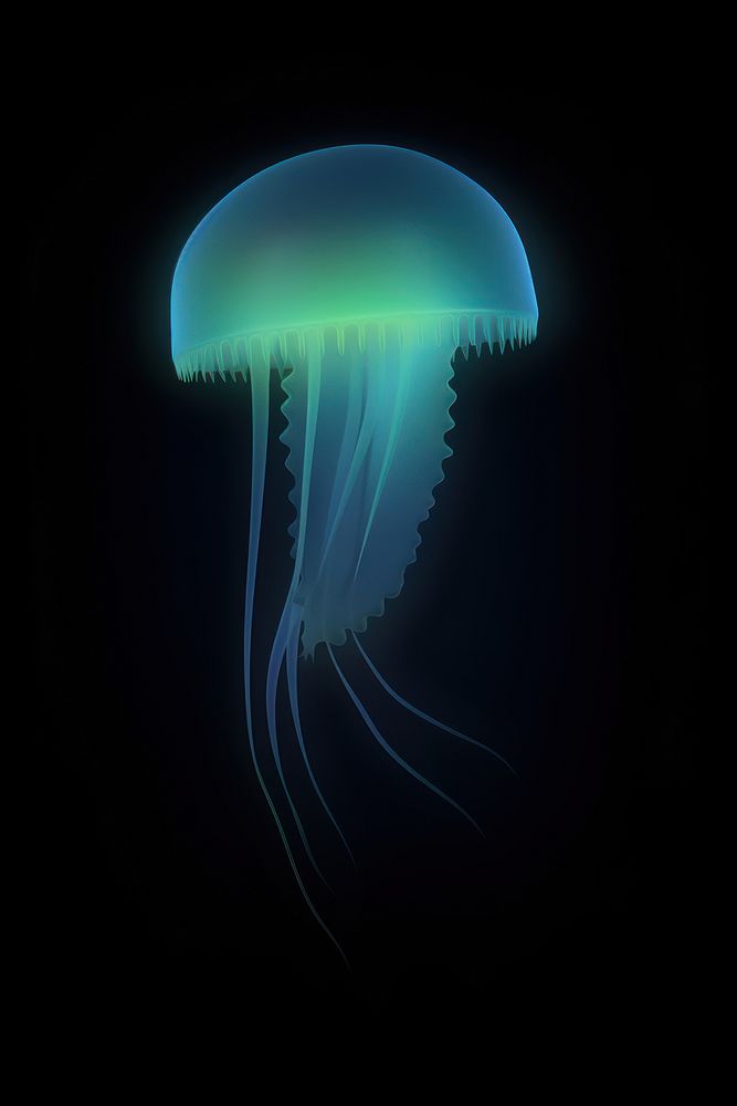 Abstact gradient illustration jellyfish blue invertebrate translucent.