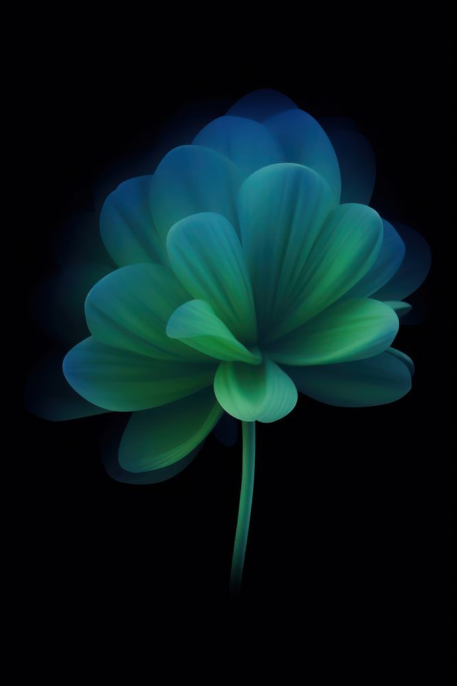Abstract blurred gradient illustration blue flower green plant inflorescence.