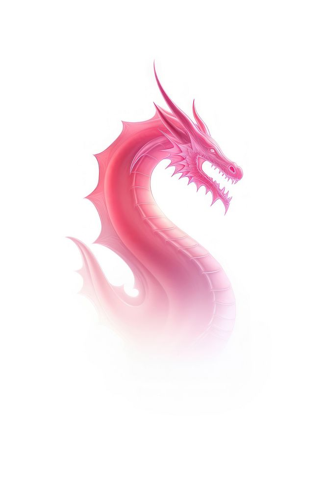 Abstract blurred gradient illustration dragon pink white background cartoon.