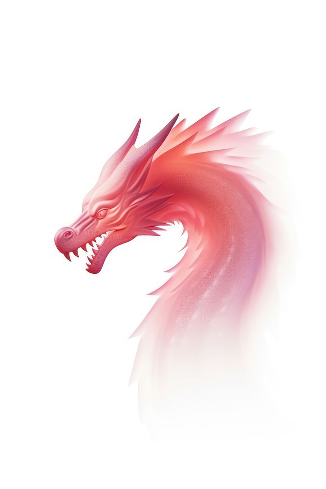 Abstract blurred gradient illustration dragon animal pink white background.